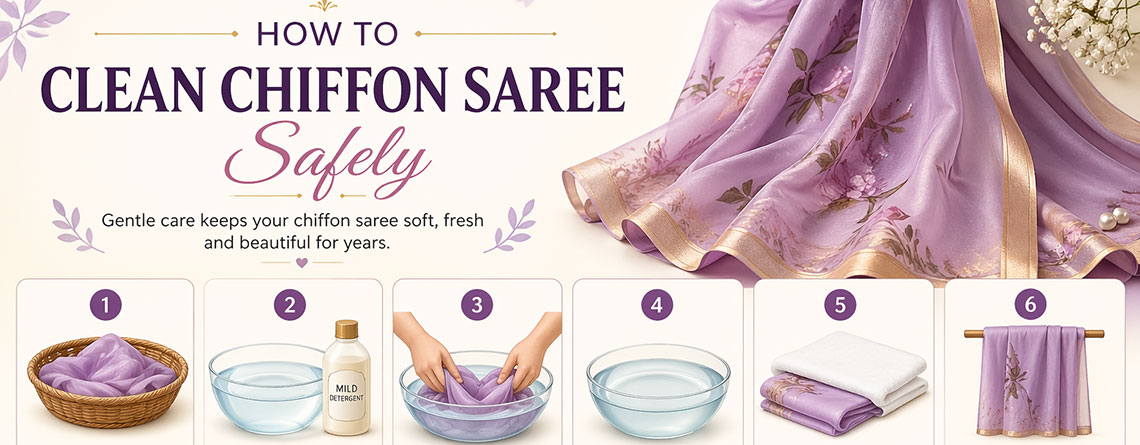 How to Clean Chiffon Saree Safely (Step-by-Step Guide)